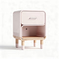 Pink nightstand with a single drawer and wooden legs 40 x 30 x 45cm